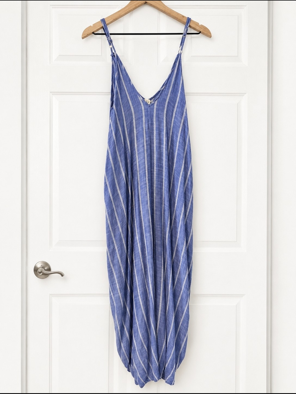 Elan Blue & White Striped Maxi Dress